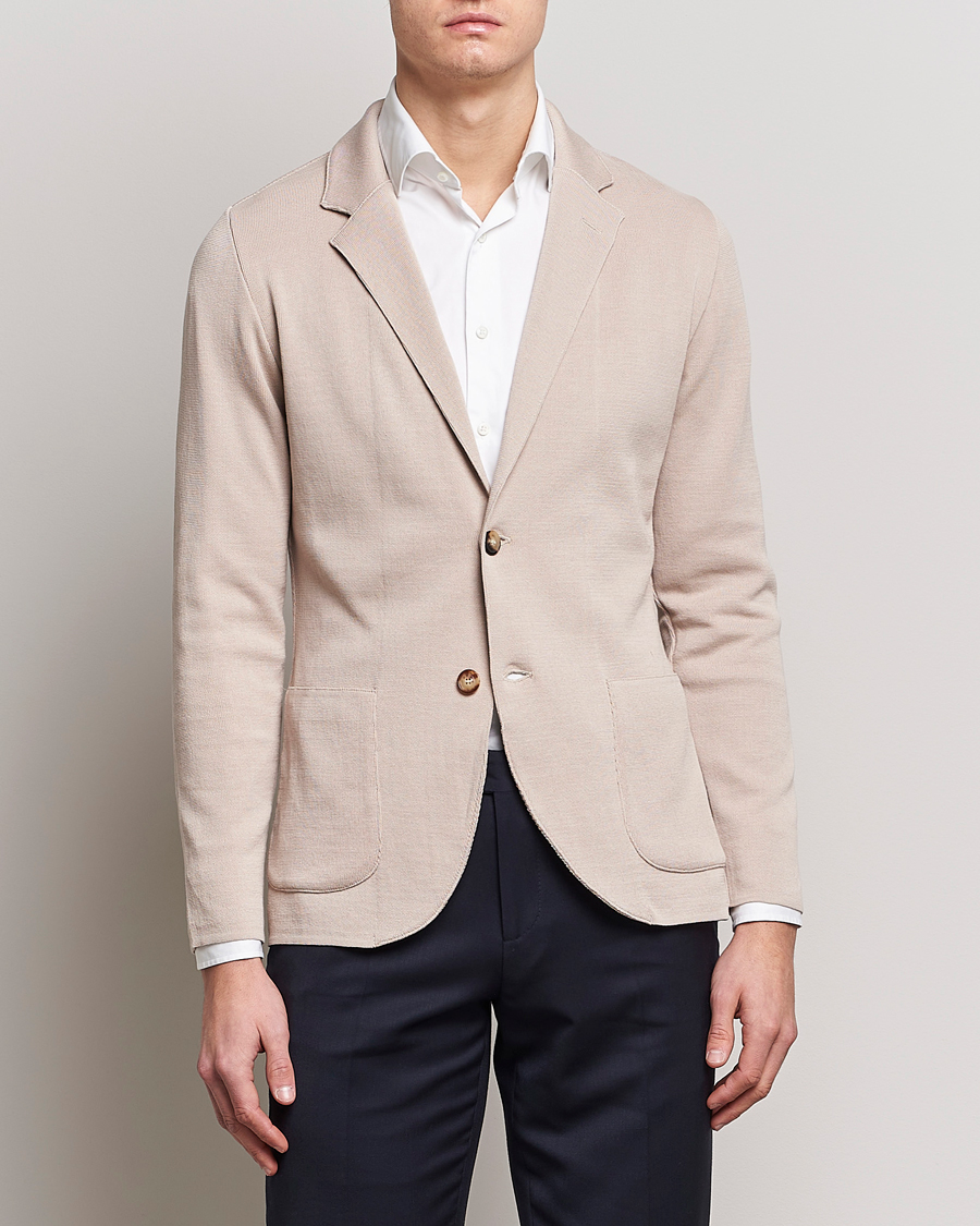Hombres | Blazers | Lardini | Knitted Cotton Blazer Beige
