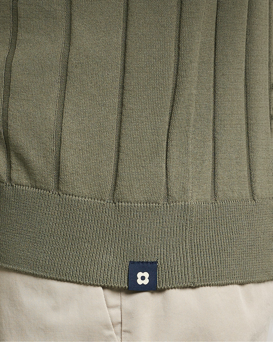 Hombres | Camisas | Lardini | Short Sleeve Knitted Cotton Crèpe Shirt Olive