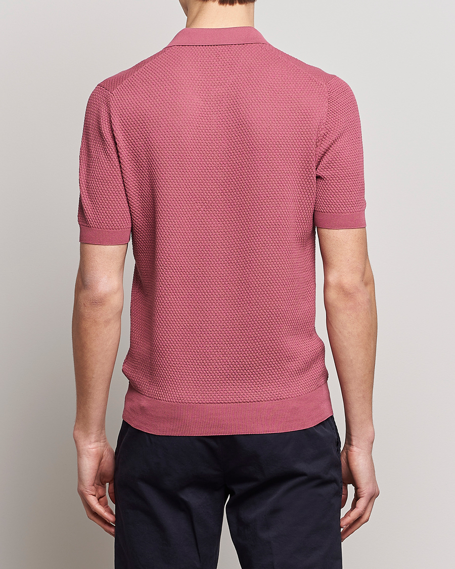 Hombres | Polos | Lardini | Short Sleeve Knitted Structure Cotton Polo Soft Pink