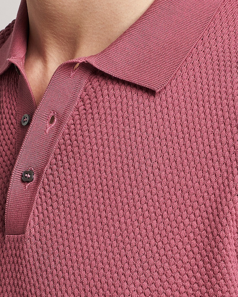 Hombres | Polos | Lardini | Short Sleeve Knitted Structure Cotton Polo Soft Pink