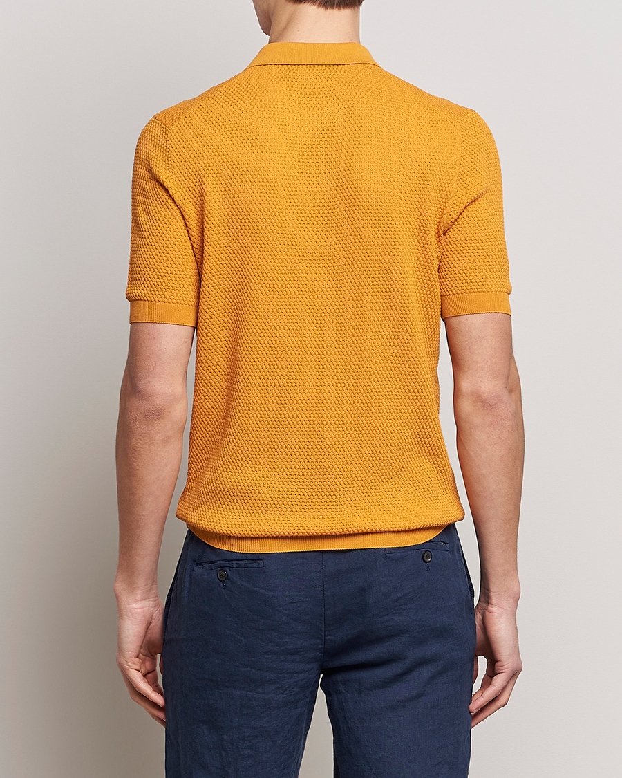 Hombres | Polos | Lardini | Short Sleeve Knitted Structure Cotton Polo Orange
