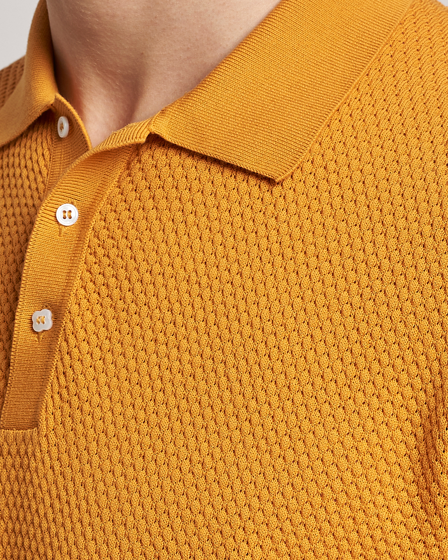 Hombres | Polos | Lardini | Short Sleeve Knitted Structure Cotton Polo Orange