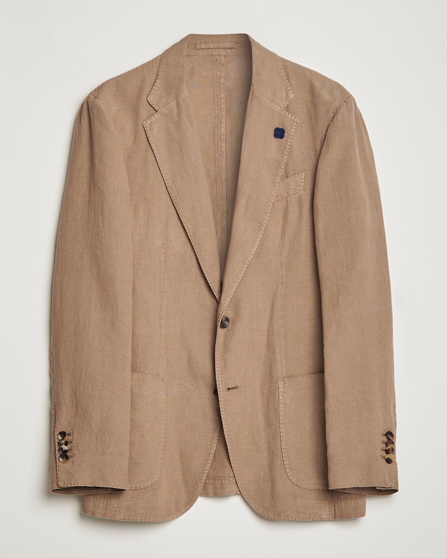 Hombres | Blazers | Lardini | Patch Pocket Linen Blazer Beige