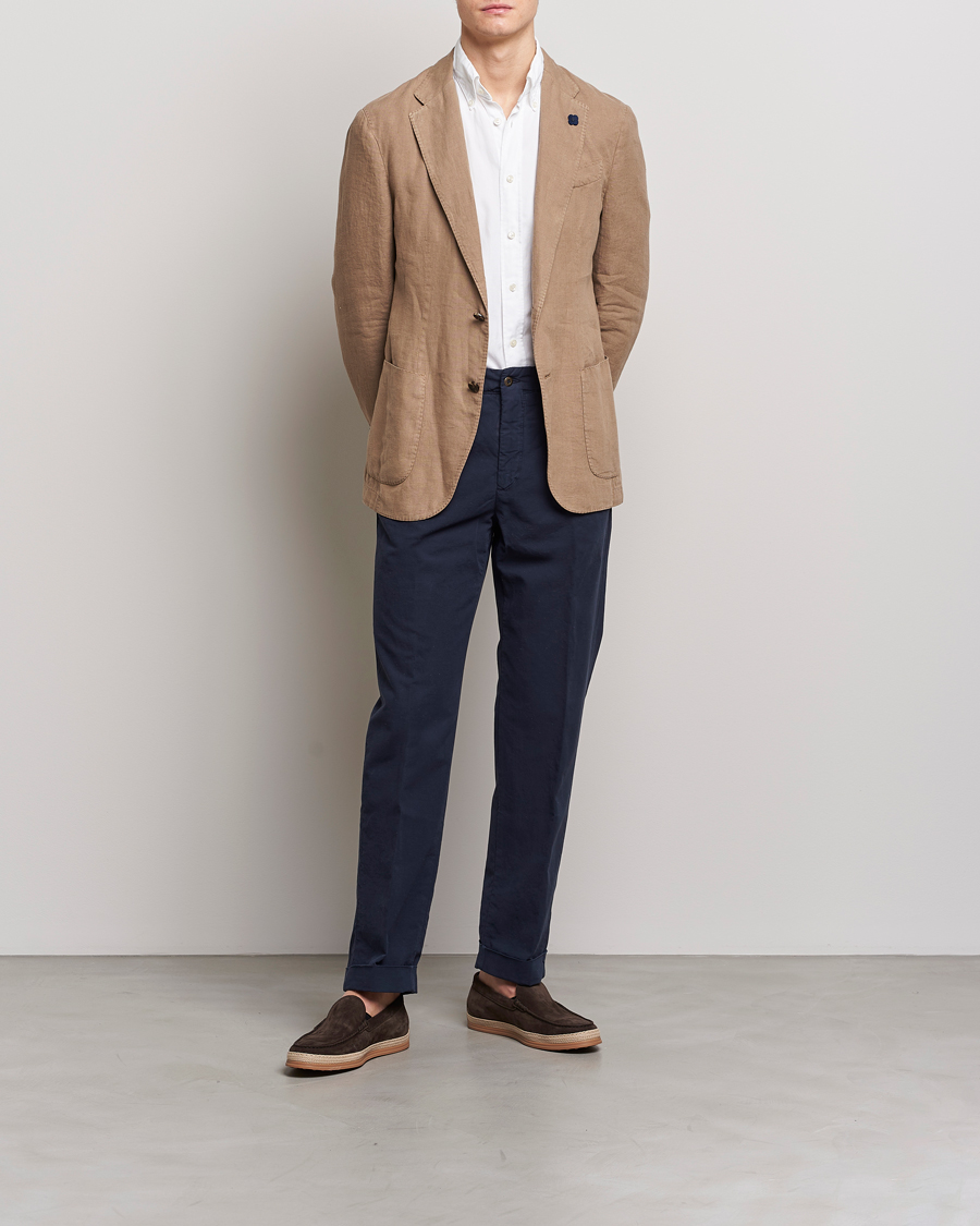 Hombres | Blazers | Lardini | Patch Pocket Linen Blazer Beige