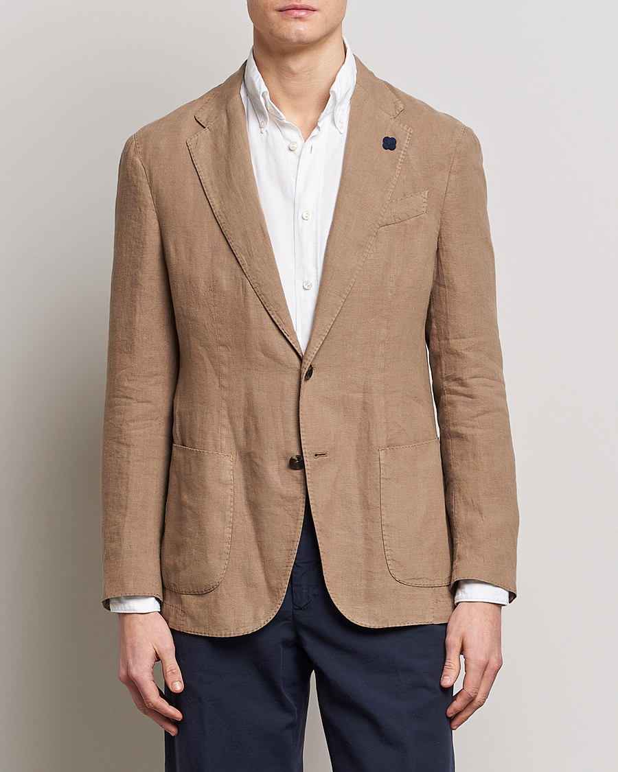 Hombres | Blazers | Lardini | Patch Pocket Linen Blazer Beige