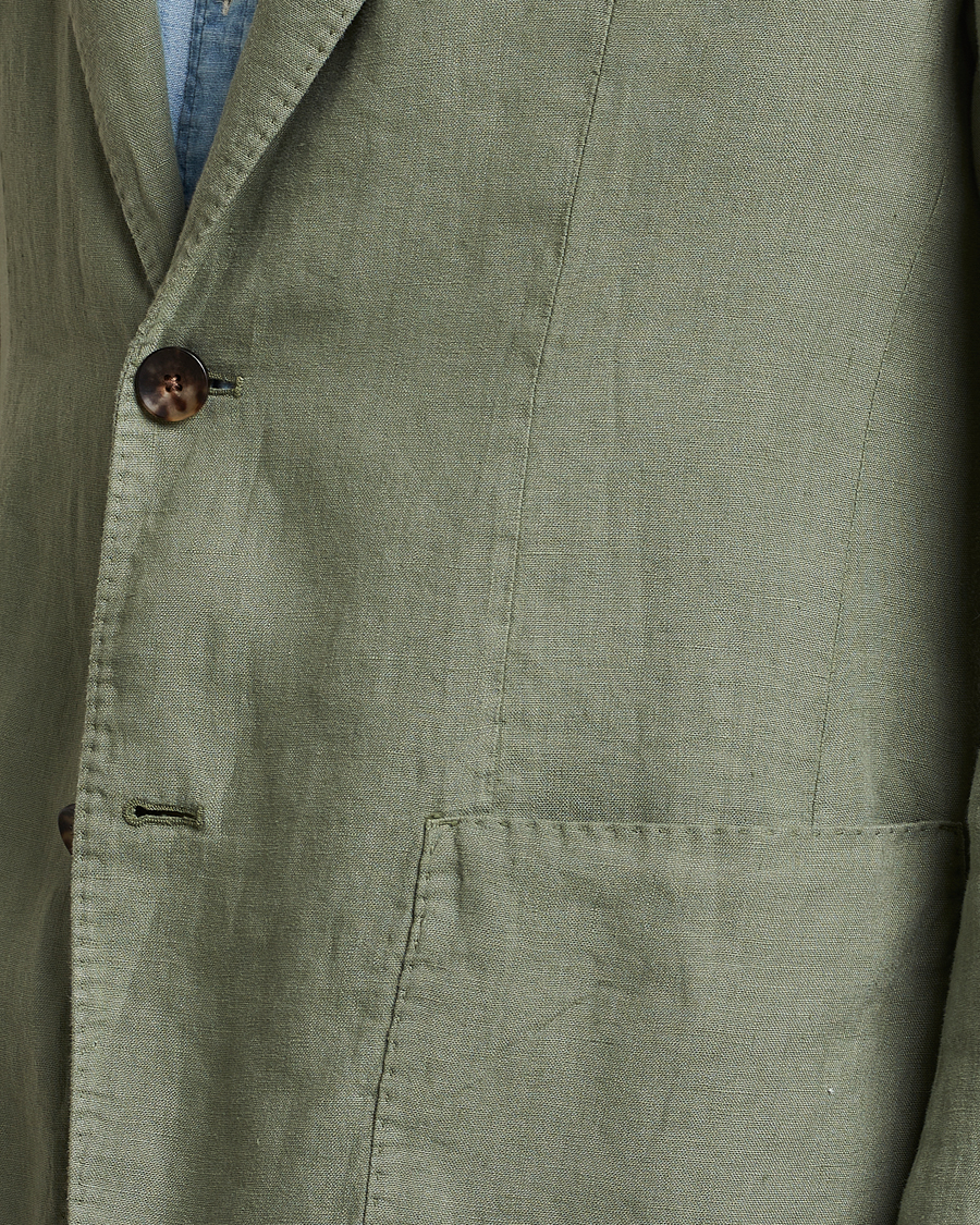 Hombres | Blazers | Lardini | Patch Pocket Linen Blazer Olive