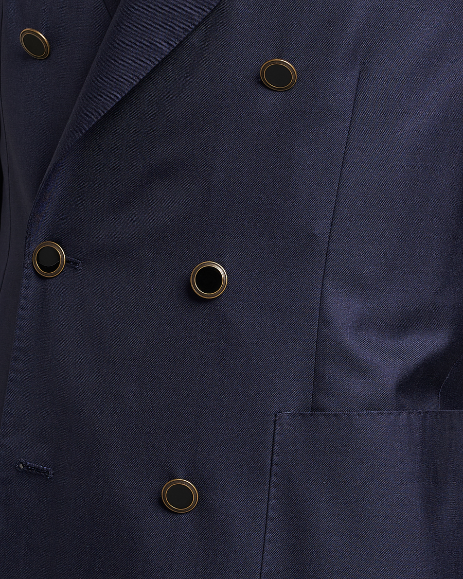 Hombres | Blazers | Lardini | Soft Double Breasted Cashmere/Silk Blazer Navy