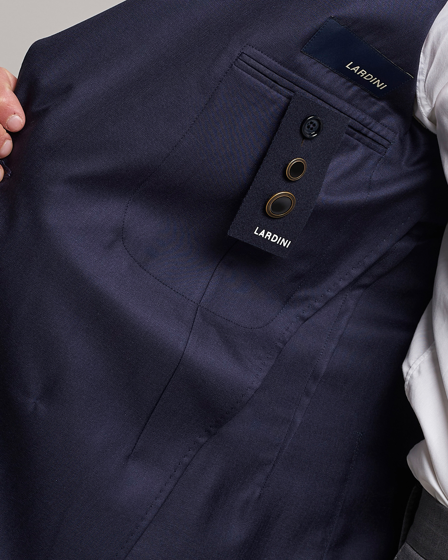 Hombres | Blazers | Lardini | Soft Double Breasted Cashmere/Silk Blazer Navy