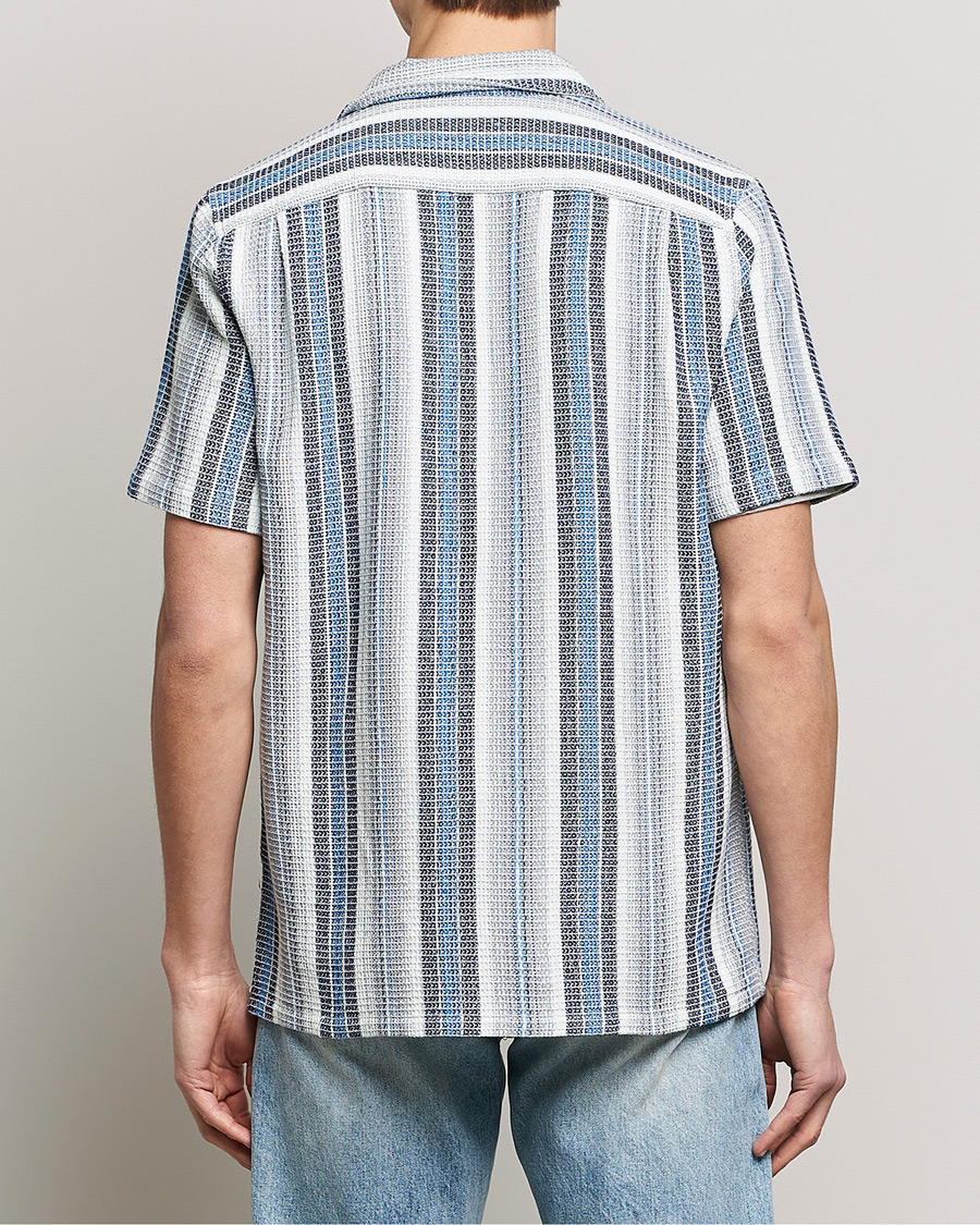 Hombres | Camisas | Samsøe Samsøe | Samsøe & Samsøe Avan Organic Cotton Short Sleeve Shirt Blue Stripe