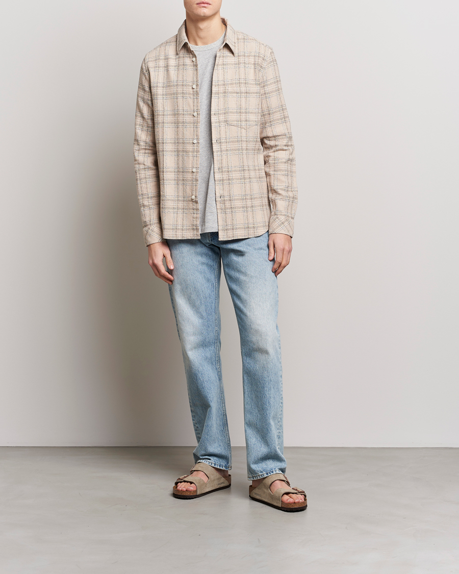 Hombres | Camisas | Samsøe Samsøe | Samsøe & Samsøe Liam Organic Cotton Overshirt Oatmeal Check