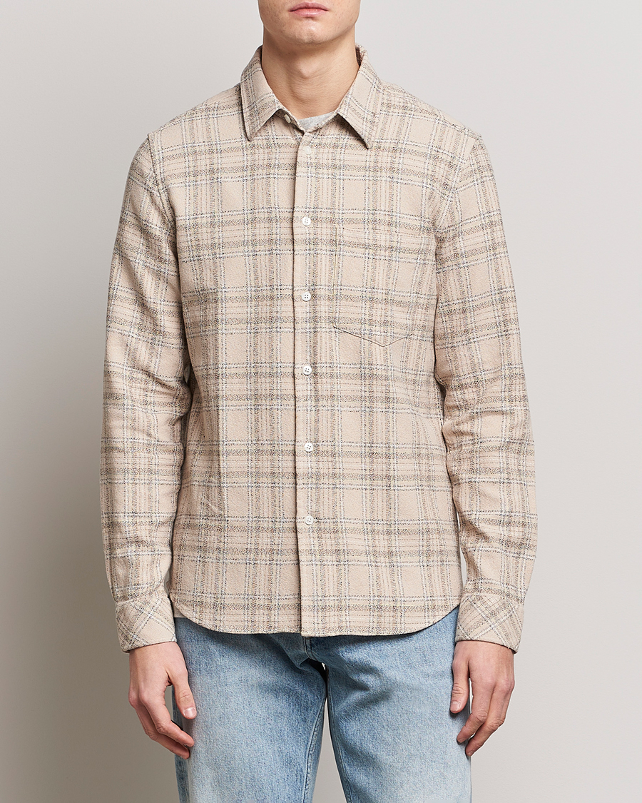 Hombres | Camisas | Samsøe Samsøe | Samsøe & Samsøe Liam Organic Cotton Overshirt Oatmeal Check