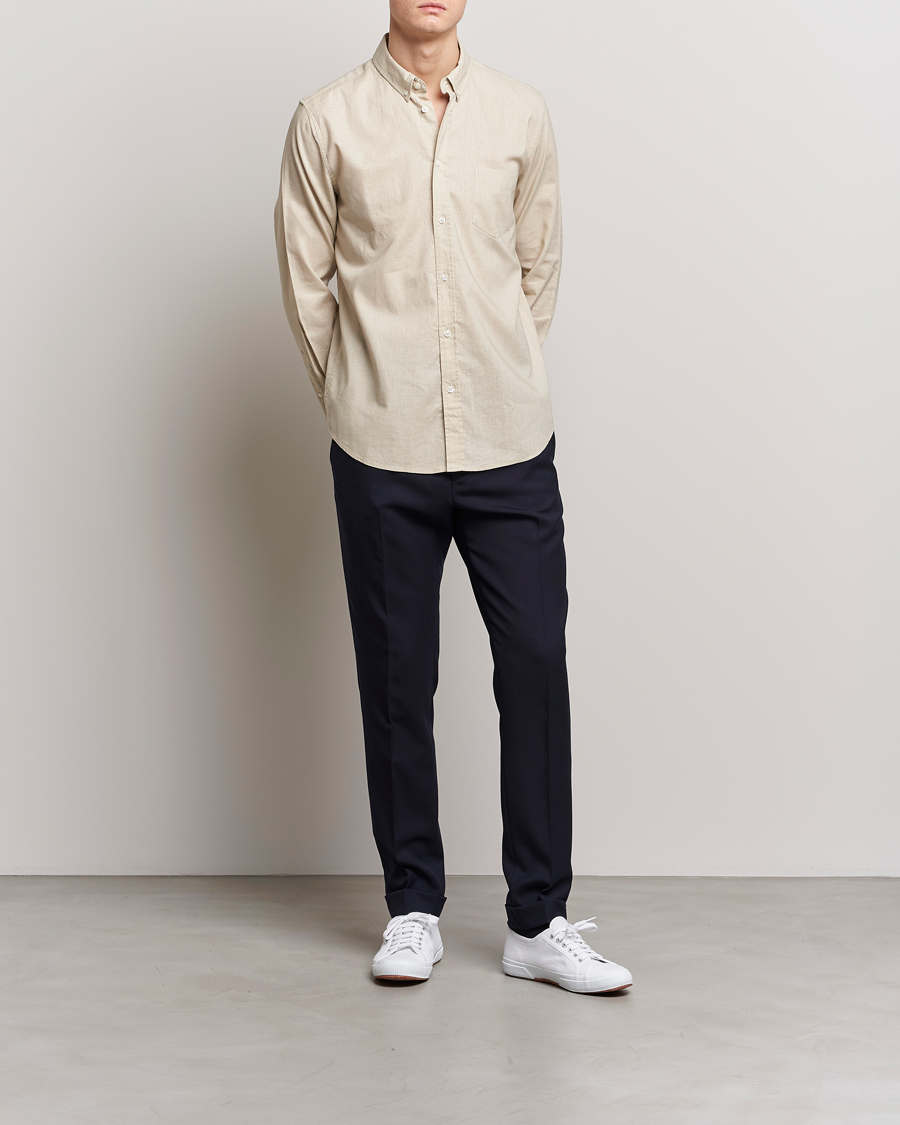 Hombres | Camisas | Samsøe Samsøe | Samsøe & Samsøe Liam Linen Cotton Shirt Oatmeal