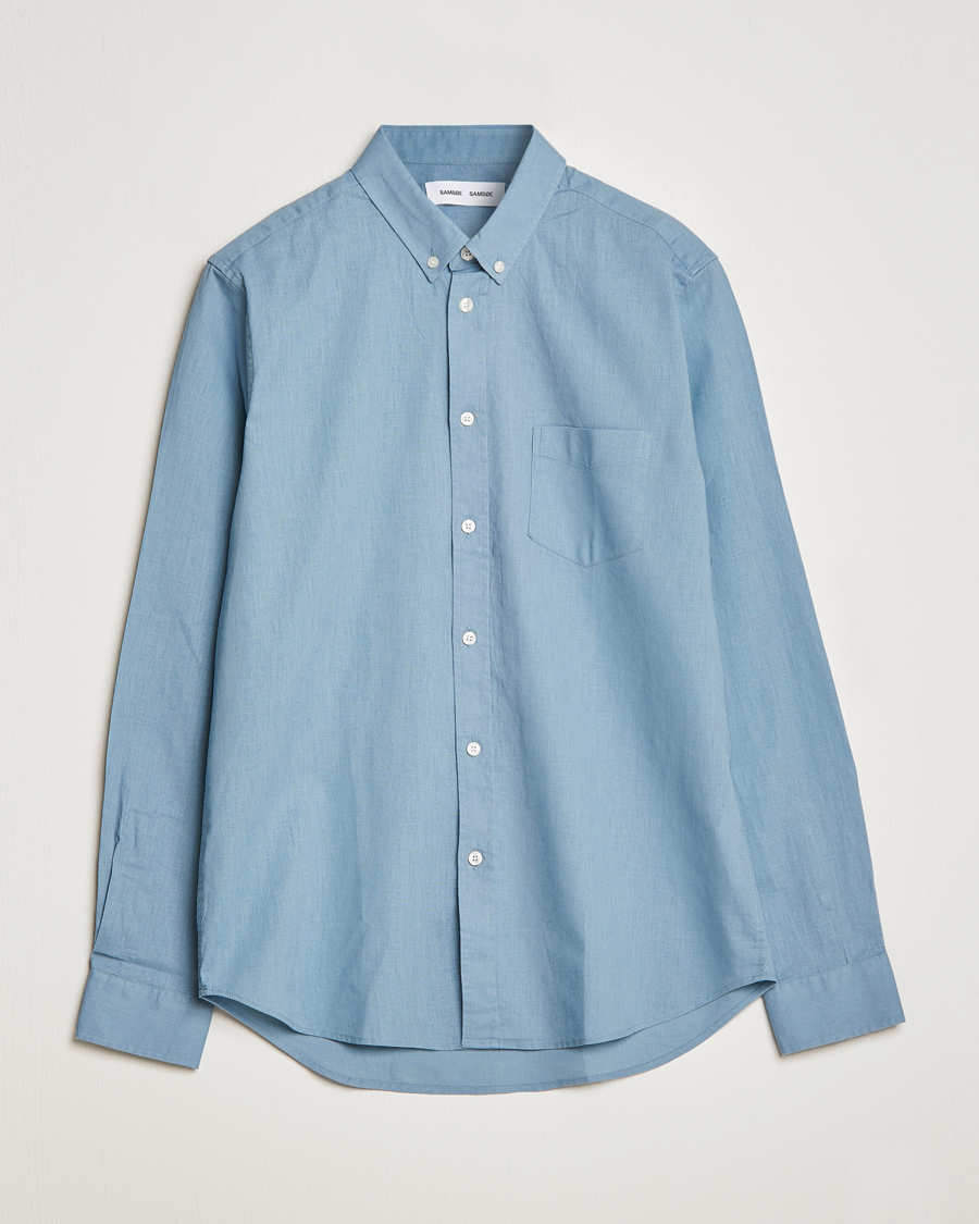 Hombres | Camisas | Samsøe Samsøe | Samsøe & Samsøe Liam Linen Cotton Shirt Ashley Blue