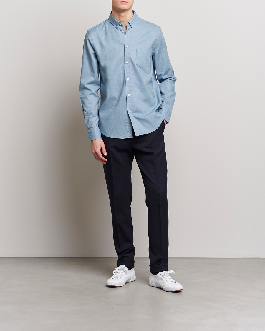 Hombres | Camisas | Samsøe Samsøe | Samsøe & Samsøe Liam Linen Cotton Shirt Ashley Blue