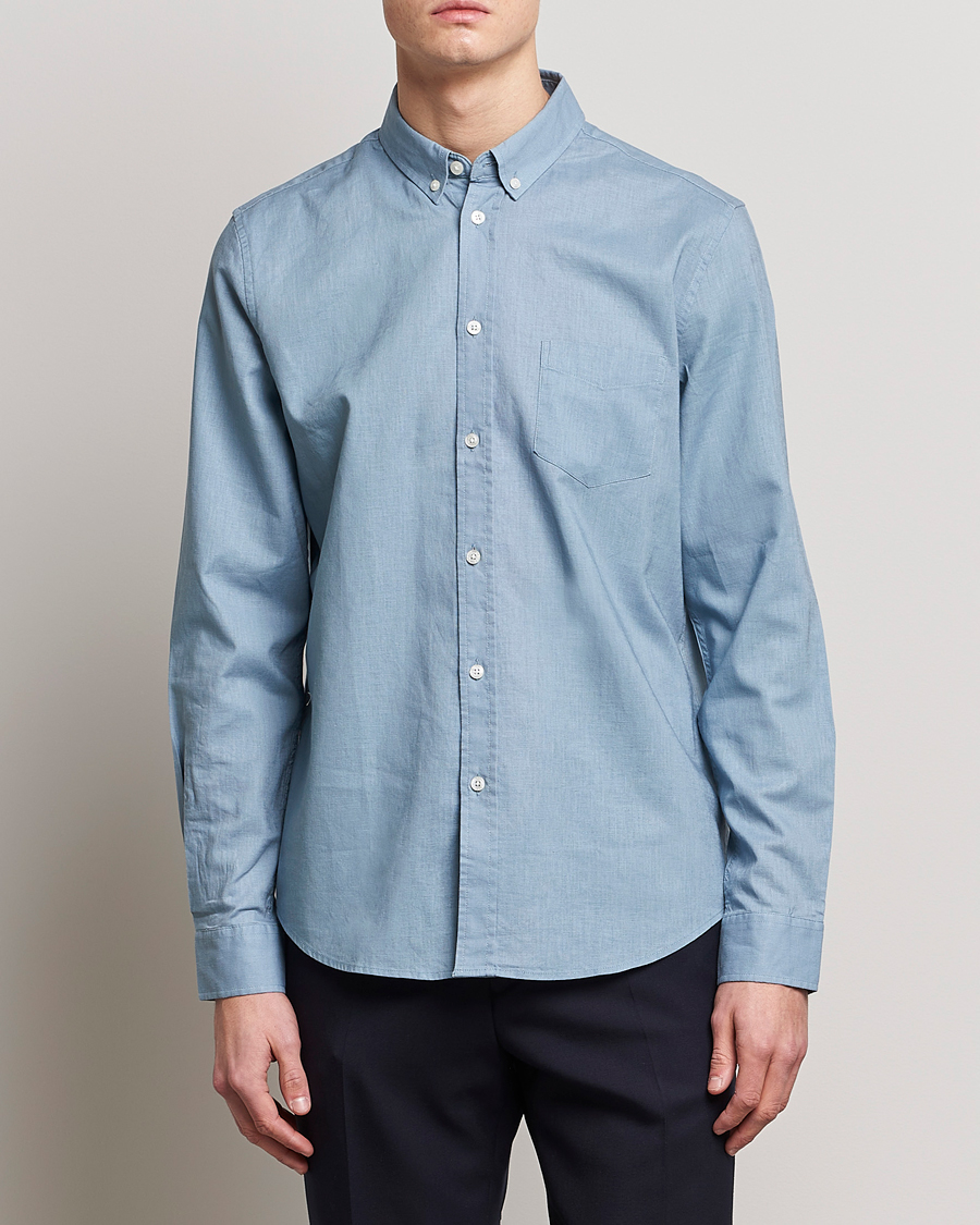 Hombres | Camisas | Samsøe Samsøe | Samsøe & Samsøe Liam Linen Cotton Shirt Ashley Blue
