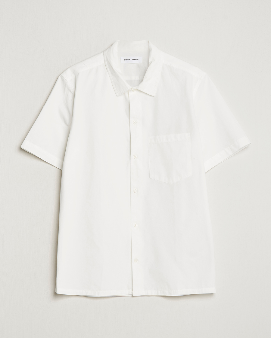 Hombres | Camisas | Samsøe Samsøe | Samsøe & Samsøe Avan Organic Cotton Short Sleeve Shirt White
