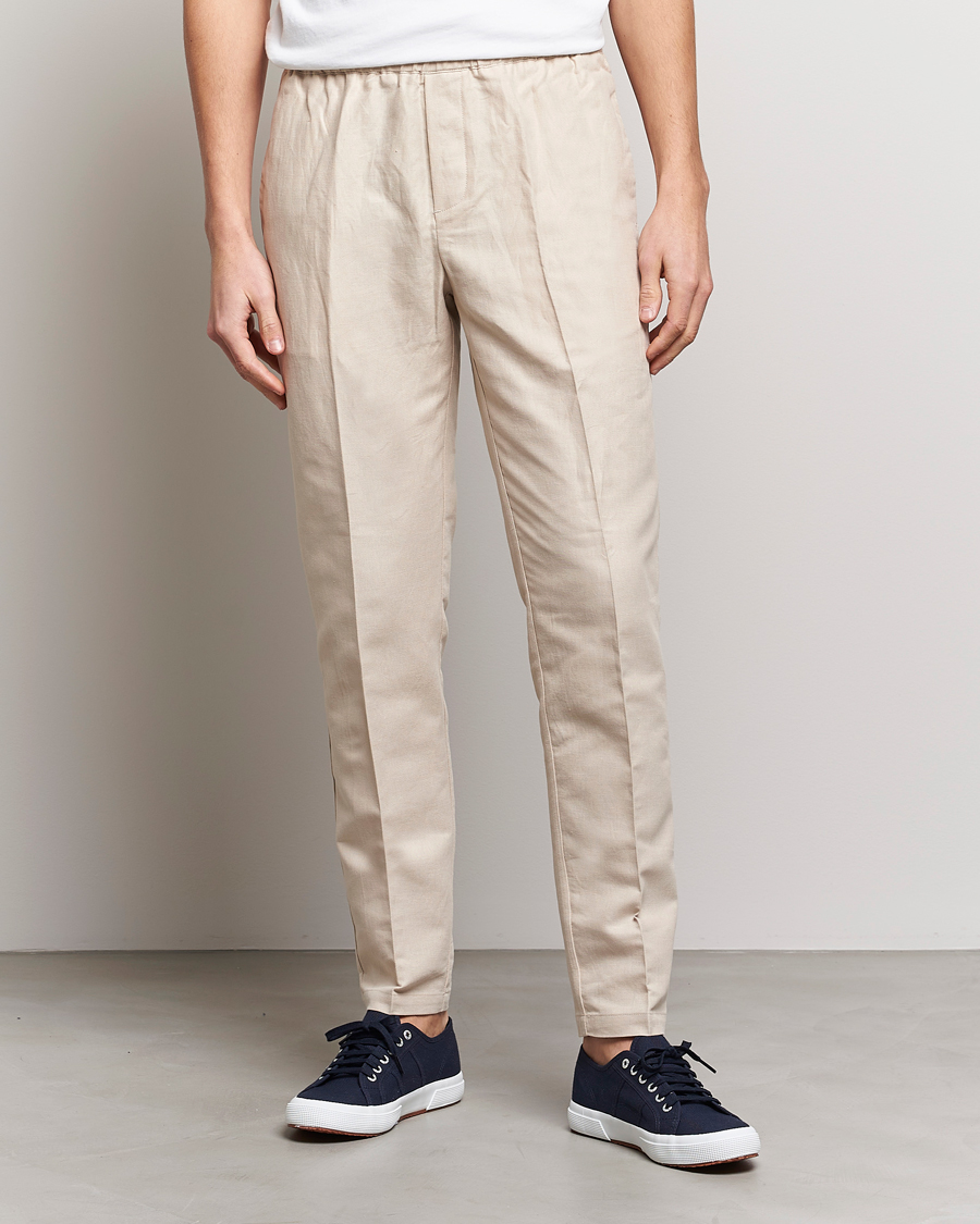 Hombres | Pantalones | Samsøe Samsøe | Samsøe & Samsøe Smithy Linen Cotton Trousers Oatmeal