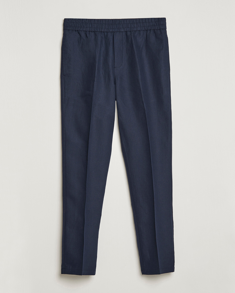Hombres | Pantalones | Samsøe Samsøe | Smithy Linen/Cotton Drawstring Trousers Salute Navy