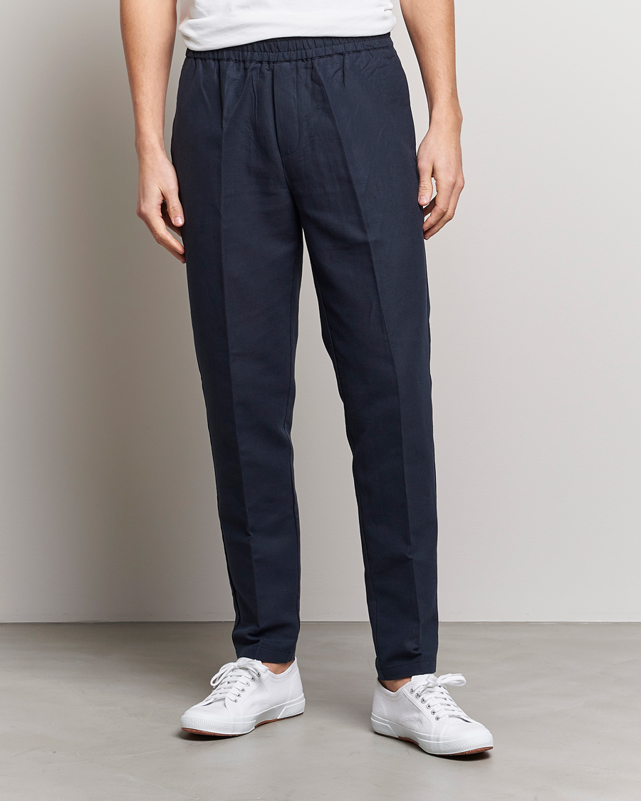Men | Samsøe Samsøe | Samsøe Samsøe | Smithy Linen/Cotton Drawstring Trousers Salute Navy