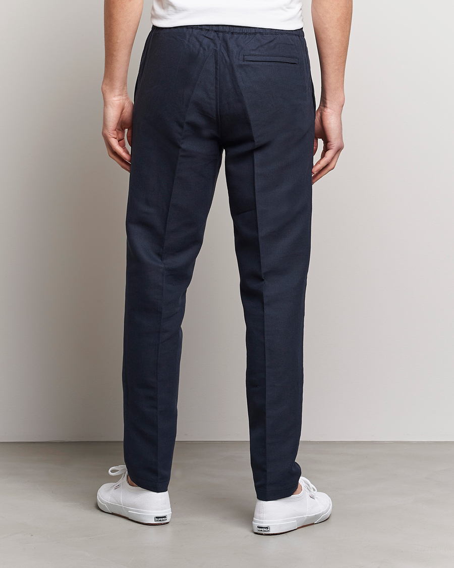Hombres | Pantalones | Samsøe Samsøe | Smithy Linen/Cotton Drawstring Trousers Salute Navy
