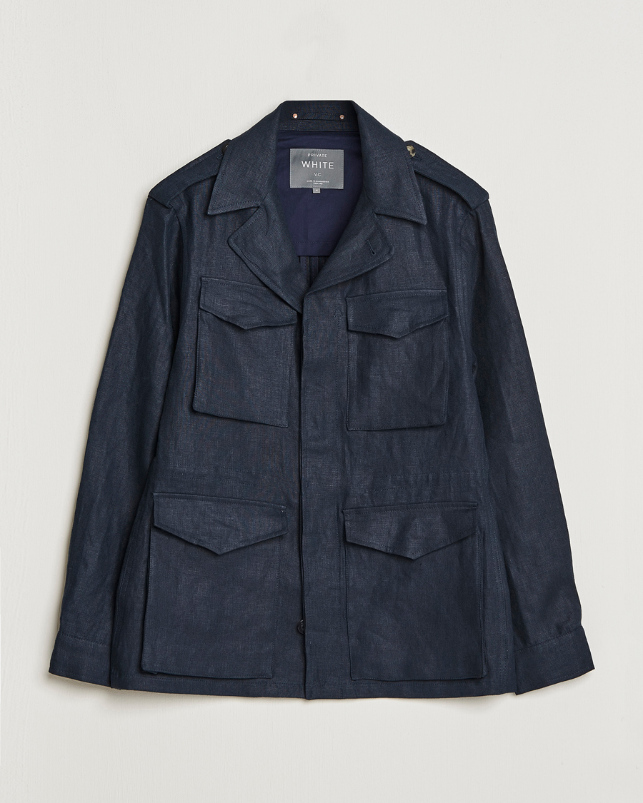 Hombres | Abrigos y chaquetas | Private White V.C. | Linen Field Jacket Navy