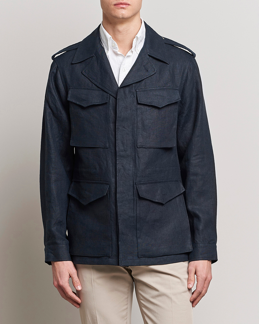 Hombres | Abrigos y chaquetas | Private White V.C. | Linen Field Jacket Navy