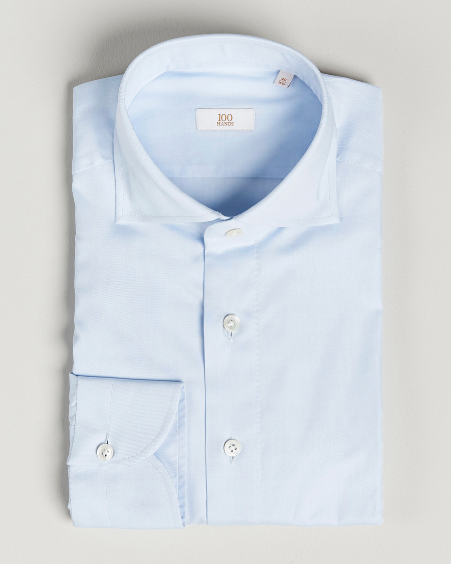 Hombres | Camisas | 100Hands | Gold Line Cotton Twill Cut Away Shirt Light Blue