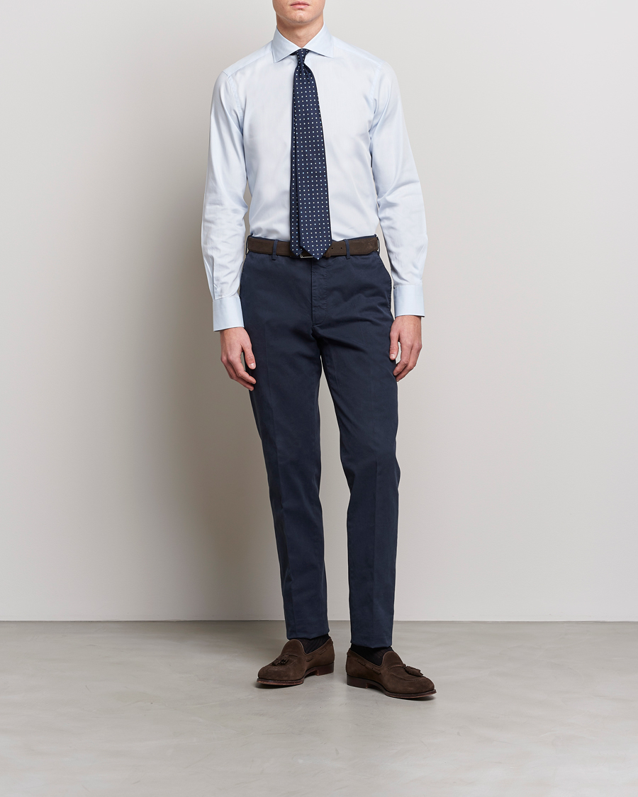 Hombres | Camisas | 100Hands | Gold Line Cotton Twill Cut Away Shirt Light Blue