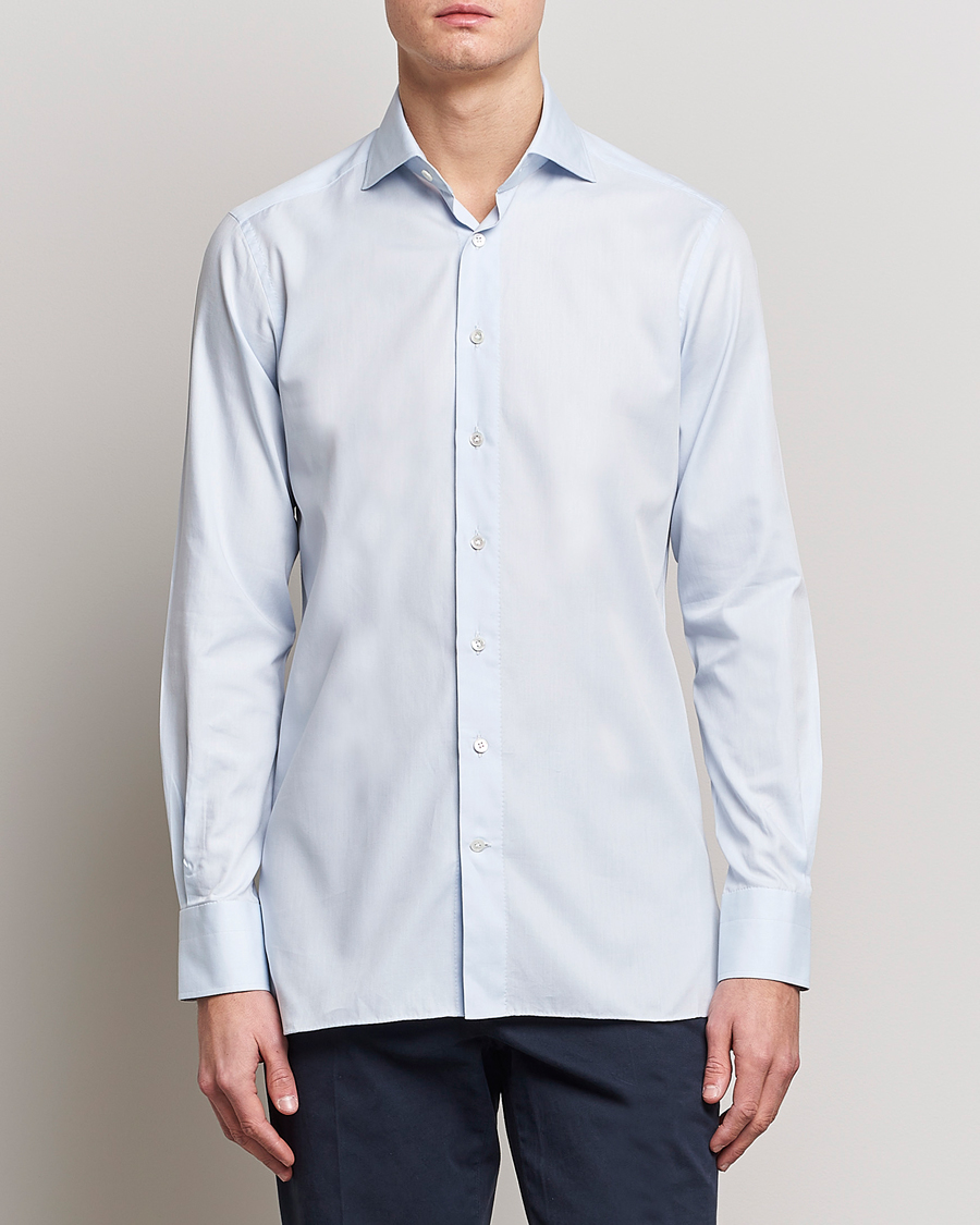 Hombres | Camisas | 100Hands | Gold Line Cotton Twill Cut Away Shirt Light Blue
