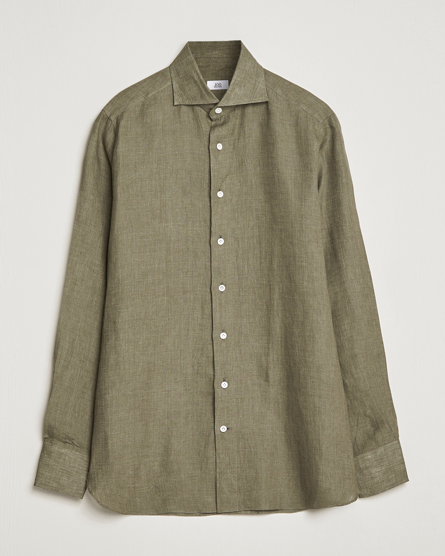 Hombres | Camisas | 100Hands | Signature Linen Cut Away Shirt Green