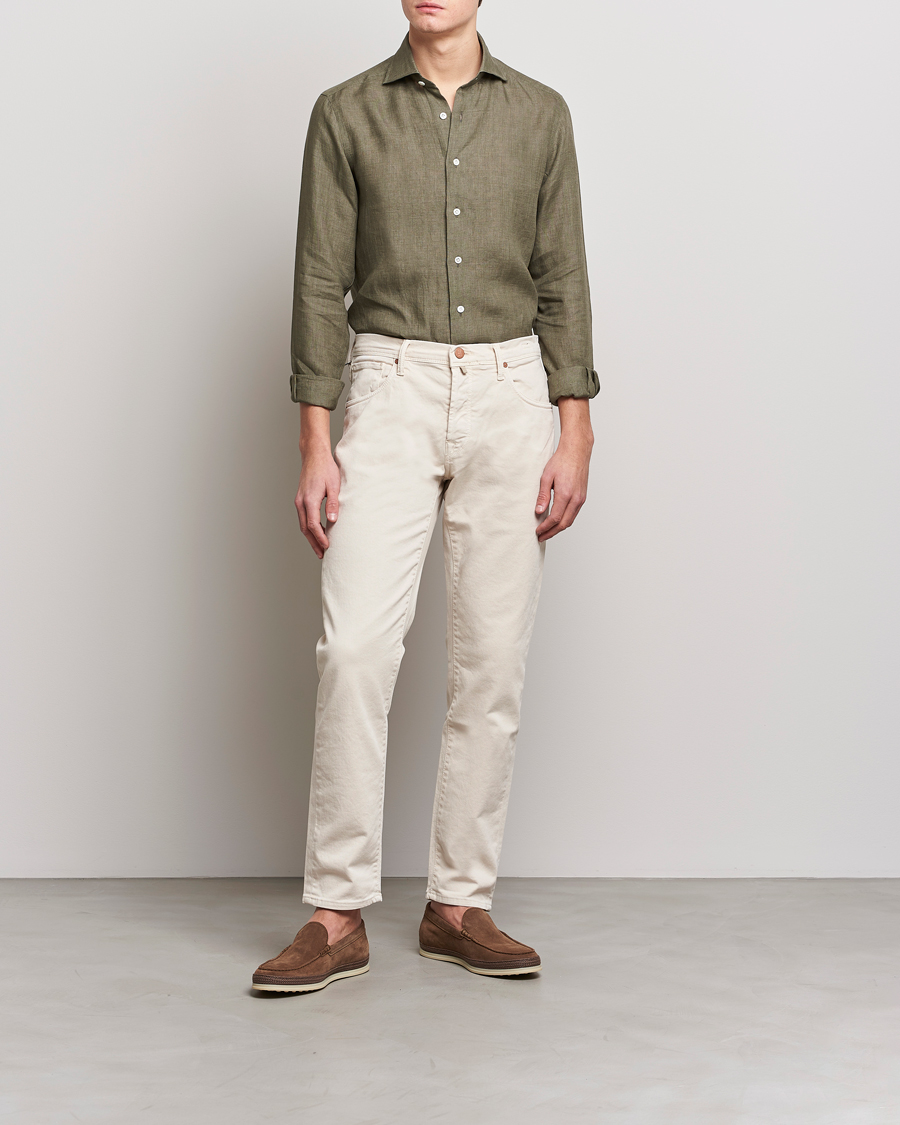 Hombres | Camisas | 100Hands | Signature Linen Cut Away Shirt Green