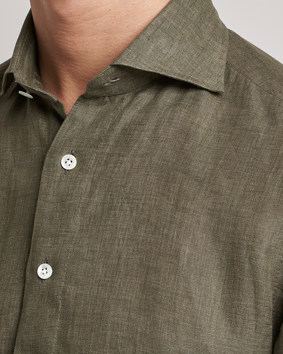 Hombres | Camisas | 100Hands | Signature Linen Cut Away Shirt Green