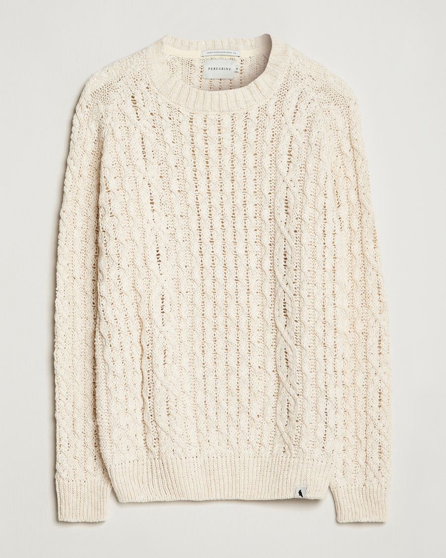 Hombres | Jerséis y prendas de punto | Peregrine | Linen Arran Jumper Cream