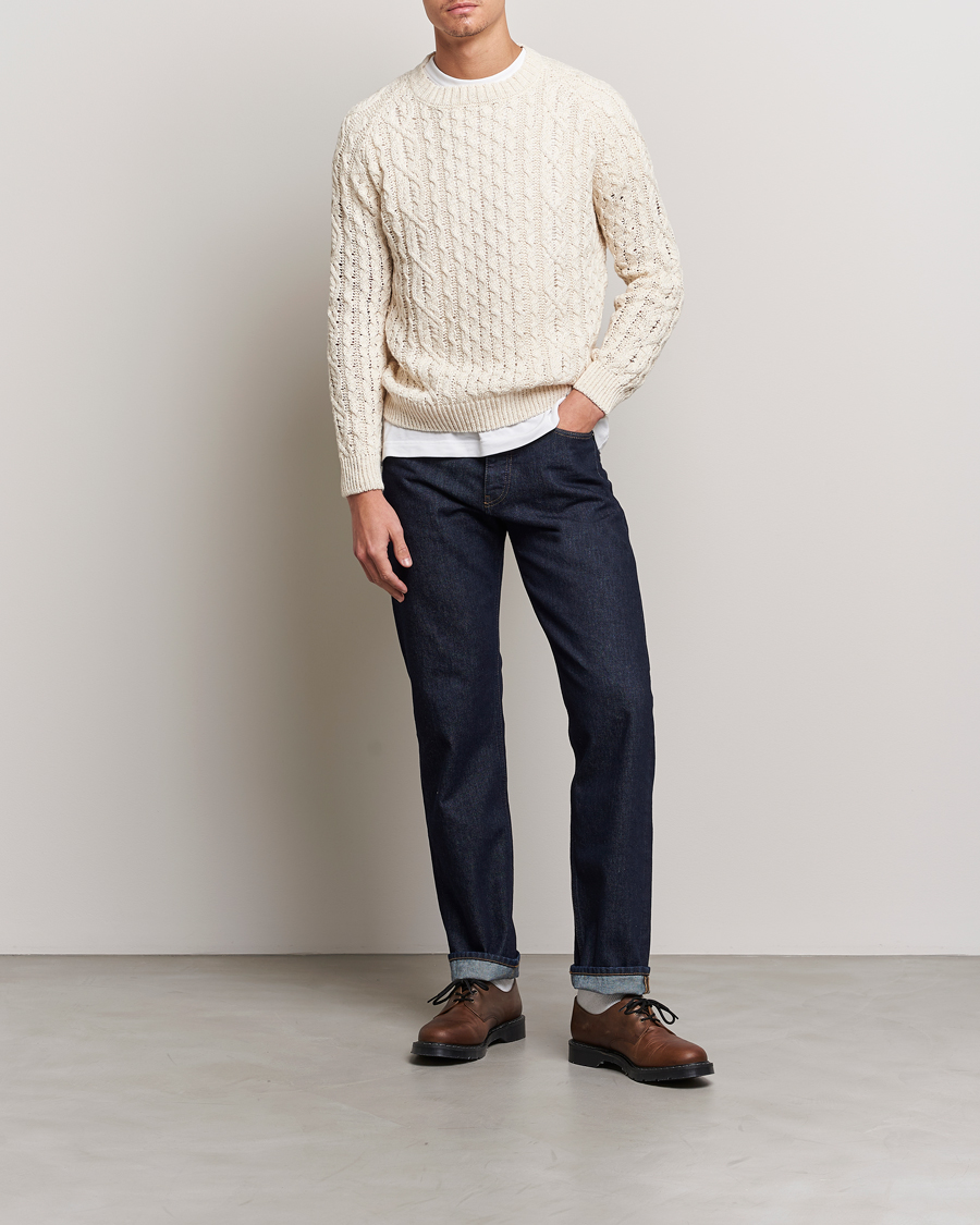 Hombres | Jerséis y prendas de punto | Peregrine | Linen Arran Jumper Cream