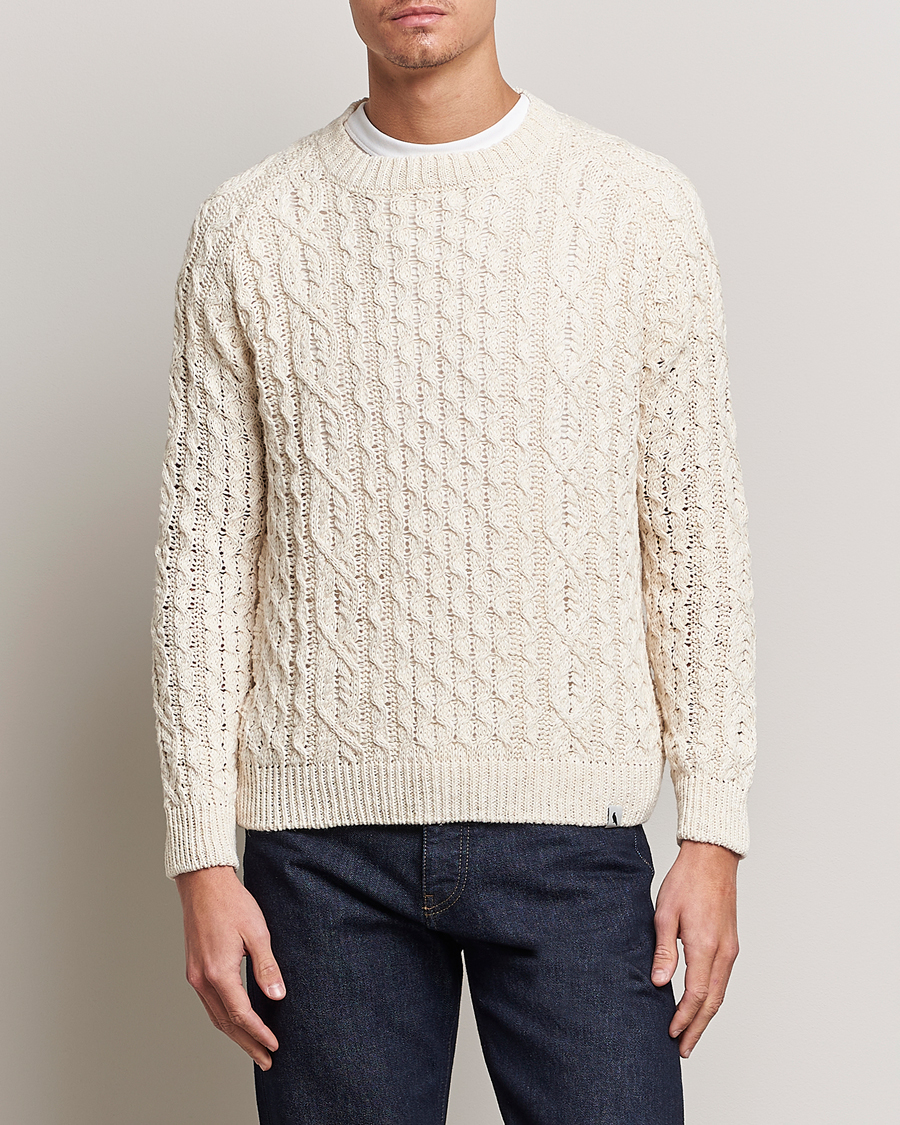 Hombres | Jerséis y prendas de punto | Peregrine | Linen Arran Jumper Cream