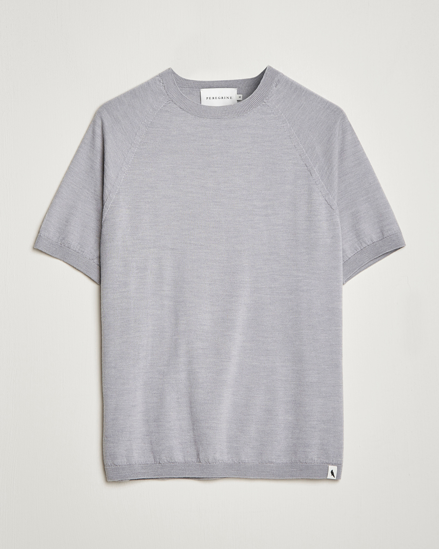 Hombres | Camisetas | Peregrine | Knitted Wool T-Shirt Light Grey