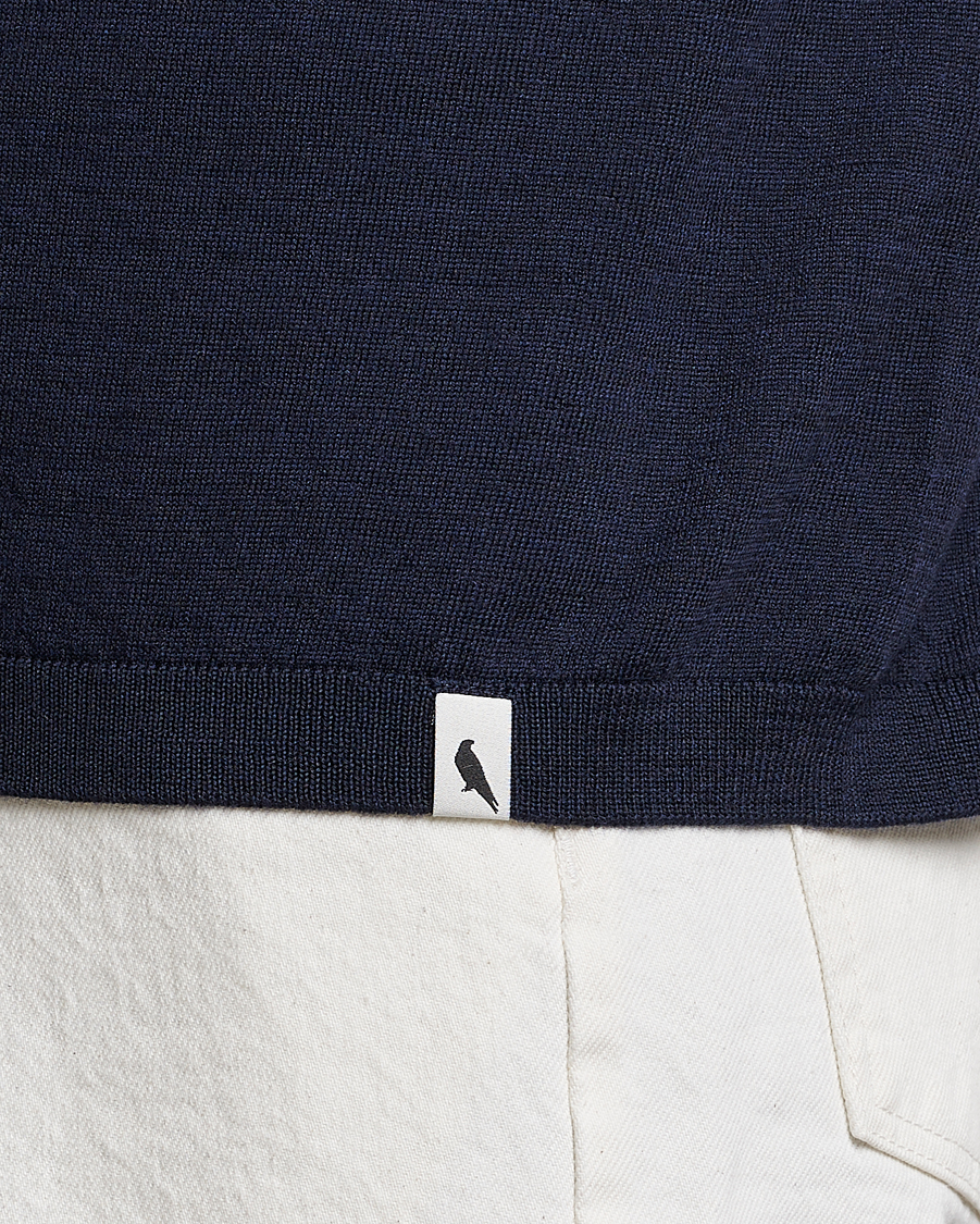 Hombres | Camisetas | Peregrine | Knitted Wool T-Shirt Navy
