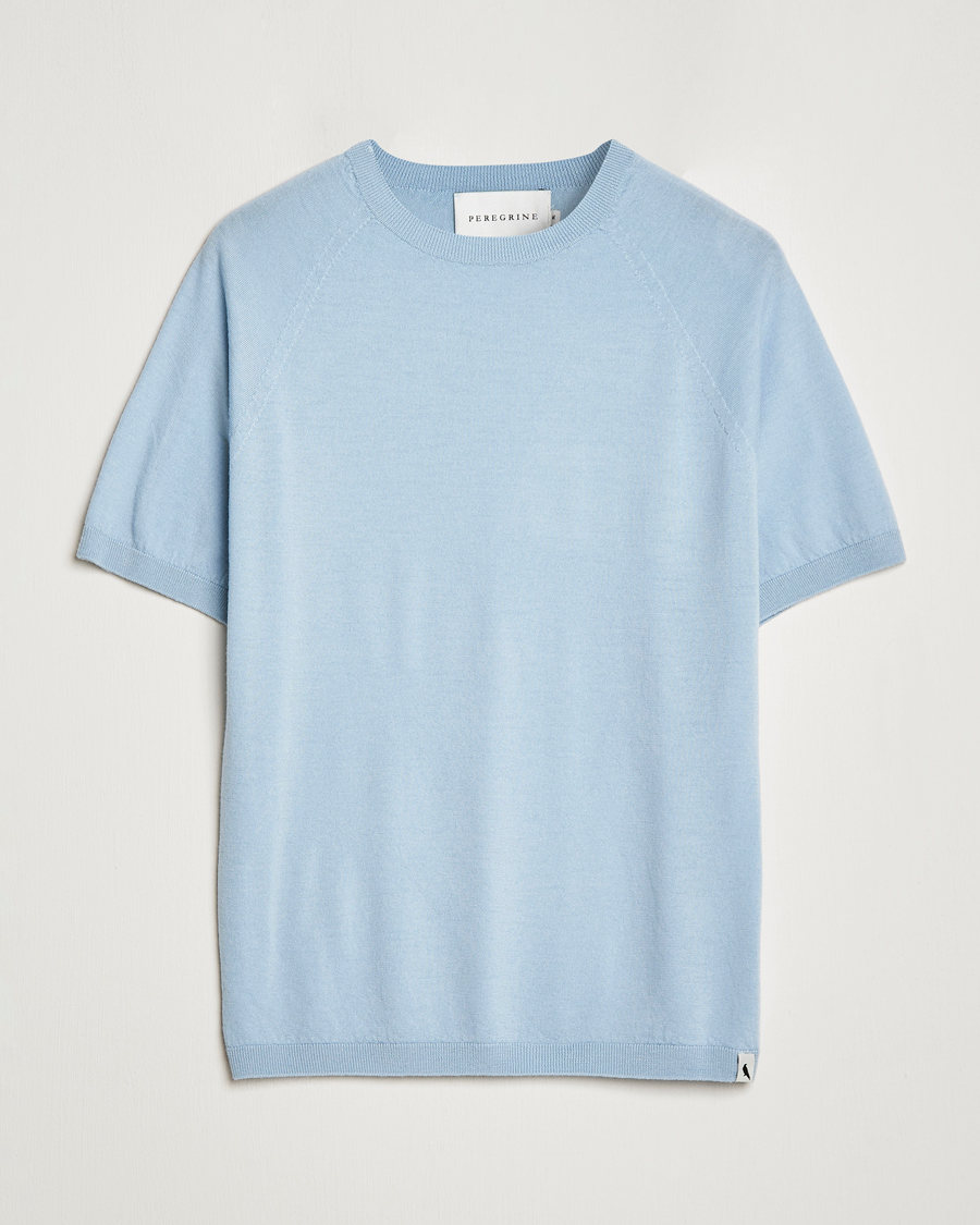 Hombres | Camisetas | Peregrine | Knitted Wool T-Shirt Ocean