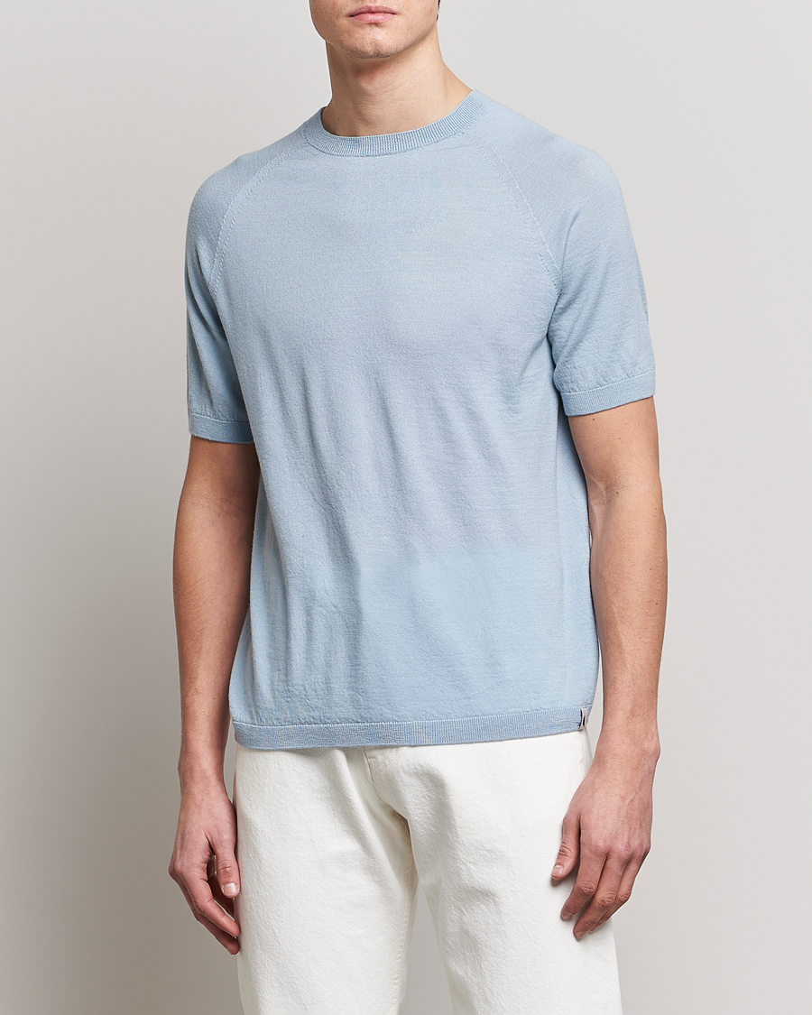 Hombres | Camisetas | Peregrine | Knitted Wool T-Shirt Ocean