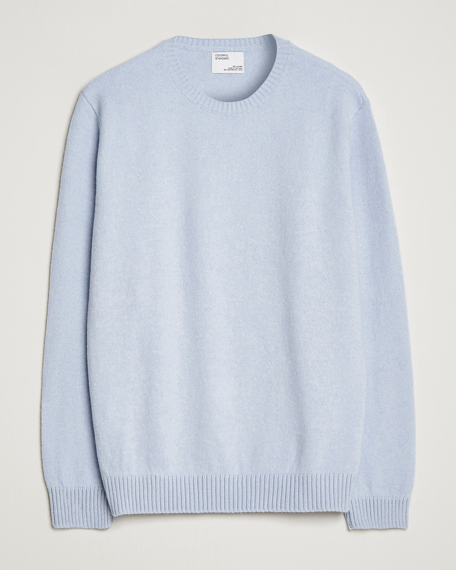 Hombres | Jerséis y prendas de punto | Colorful Standard | Classic Merino Wool Crew Neck Polar Blue