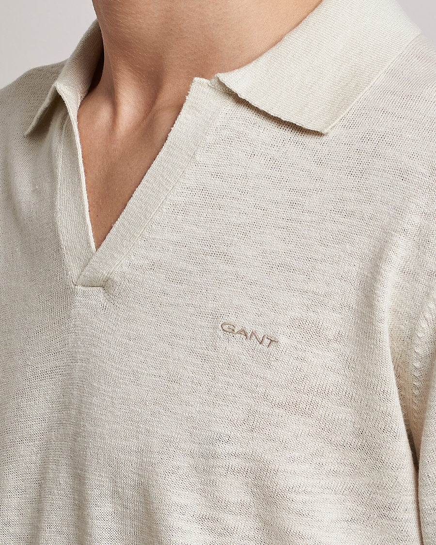Hombres | Jerséis y prendas de punto | GANT | Cotton/Linen Knitted Polo Putty