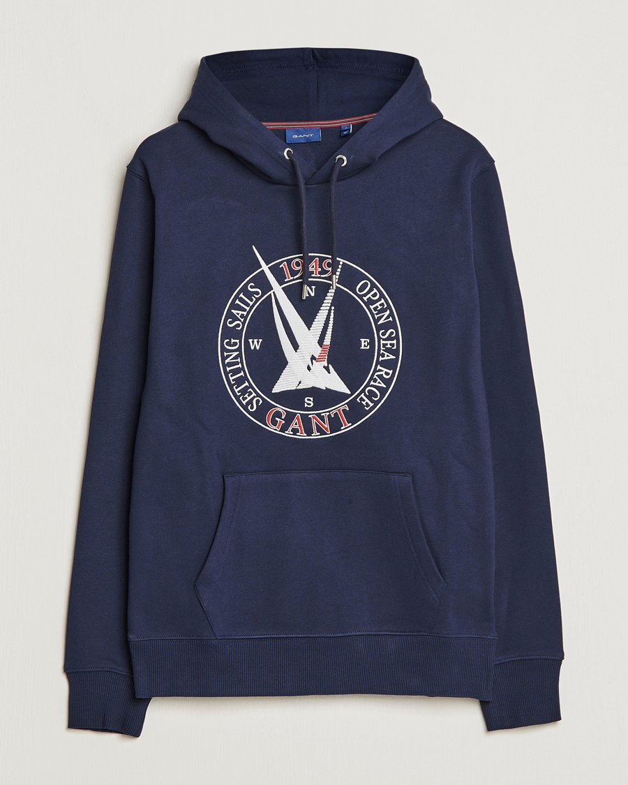 Hombres | Jerséis y prendas de punto | GANT | Sailing Hoodie Evening Blue