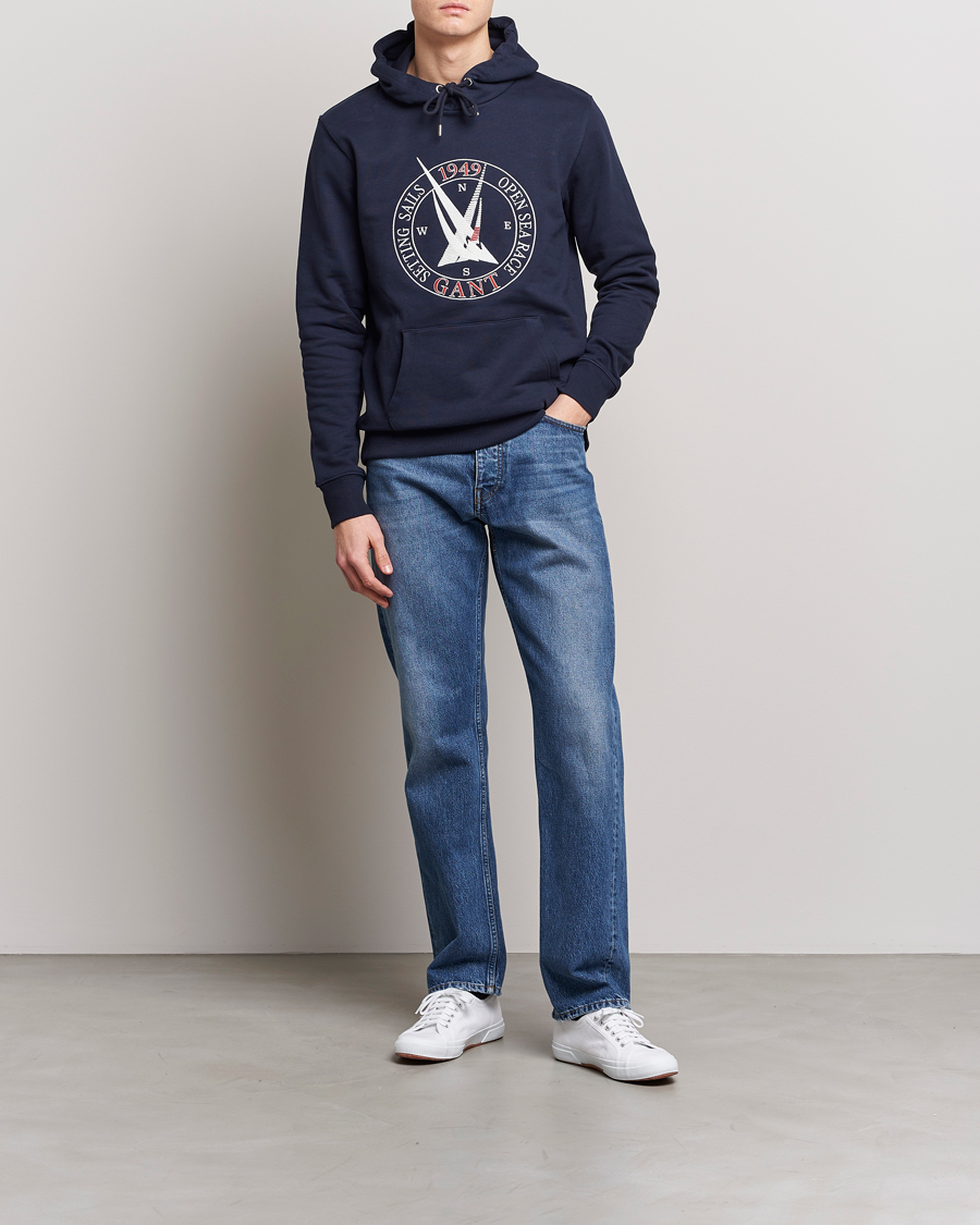 Hombres | Jerséis y prendas de punto | GANT | Sailing Hoodie Evening Blue