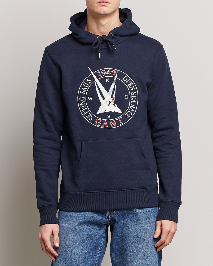 Hombres | Jerséis y prendas de punto | GANT | Sailing Hoodie Evening Blue