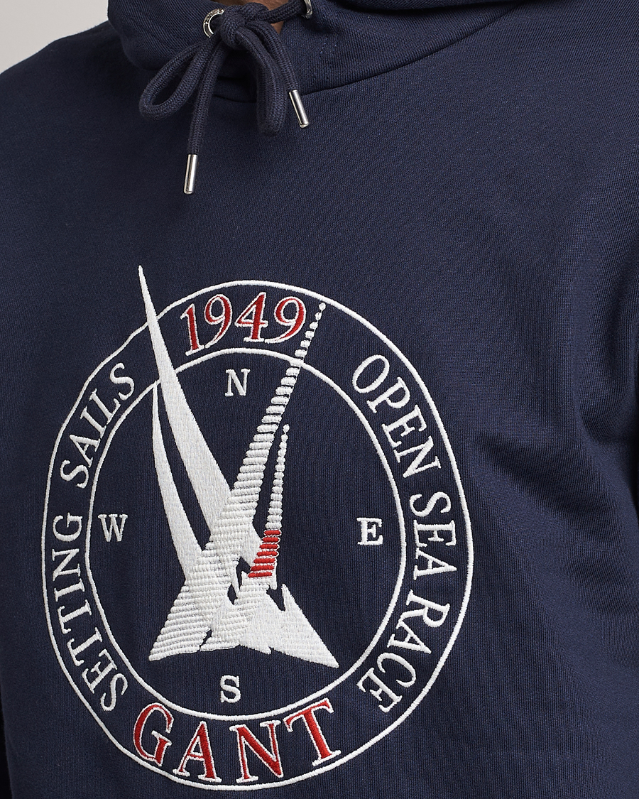 Hombres | Jerséis y prendas de punto | GANT | Sailing Hoodie Evening Blue