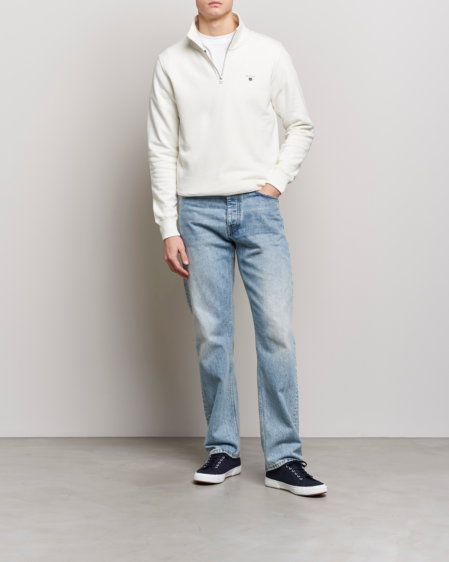 Hombres | Jerséis y prendas de punto | GANT | Original Shield Logo Half-Zip Eggshell