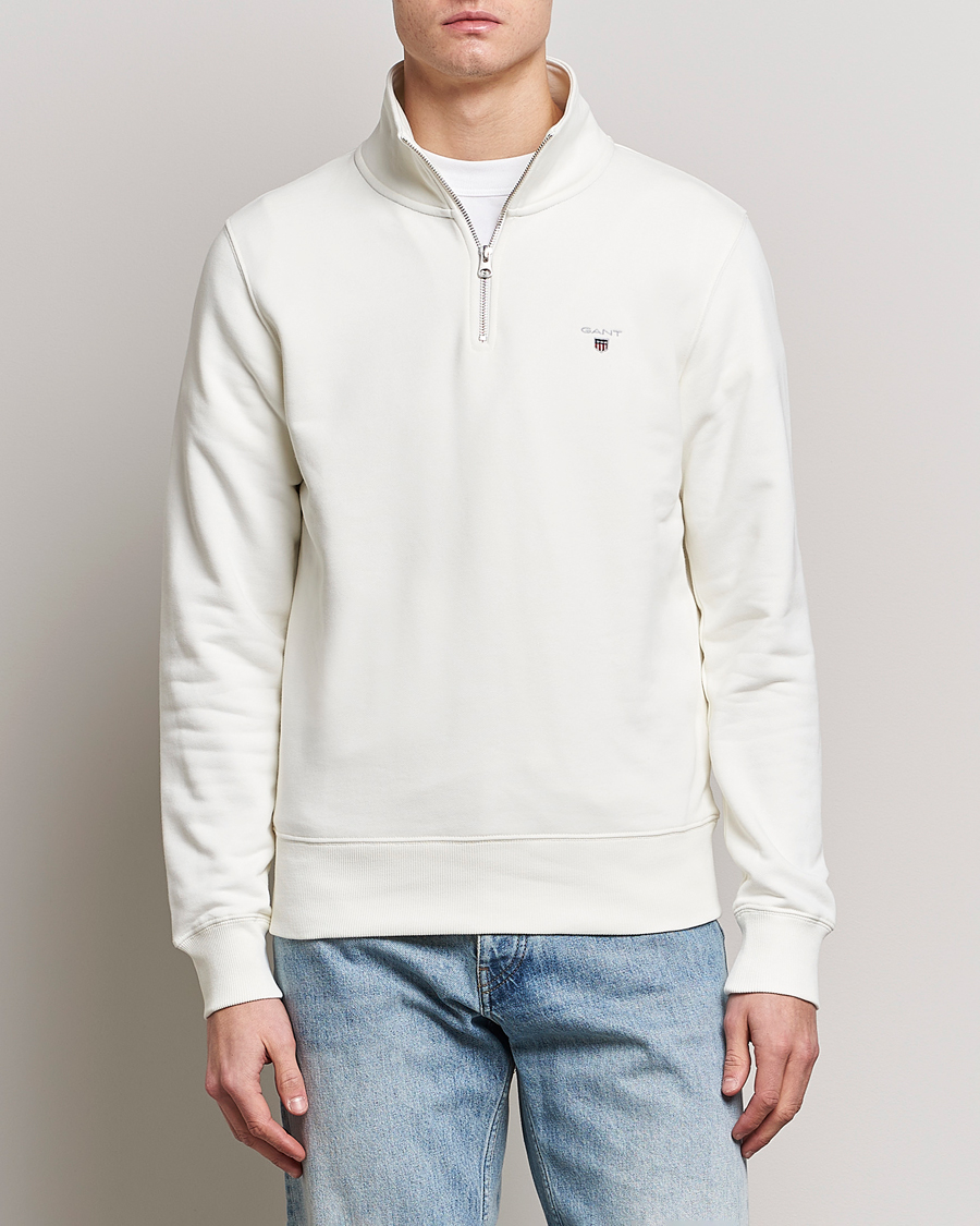 Hombres | Jerséis y prendas de punto | GANT | Original Shield Logo Half-Zip Eggshell