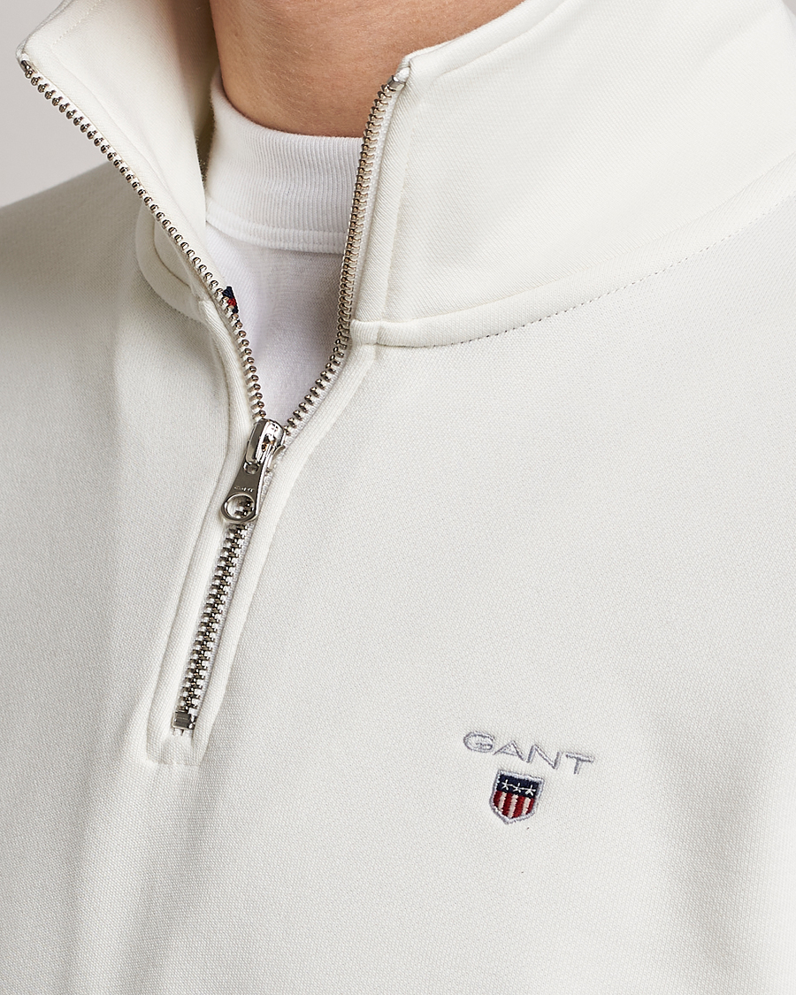 Hombres | Jerséis y prendas de punto | GANT | Original Shield Logo Half-Zip Eggshell