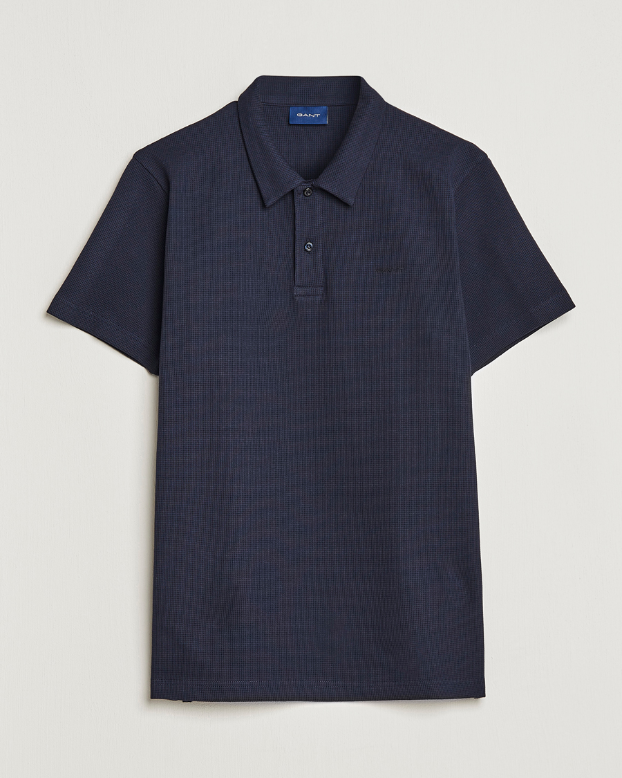 Hombres | Polos | GANT | Waffle Textured Polo Evening Blue