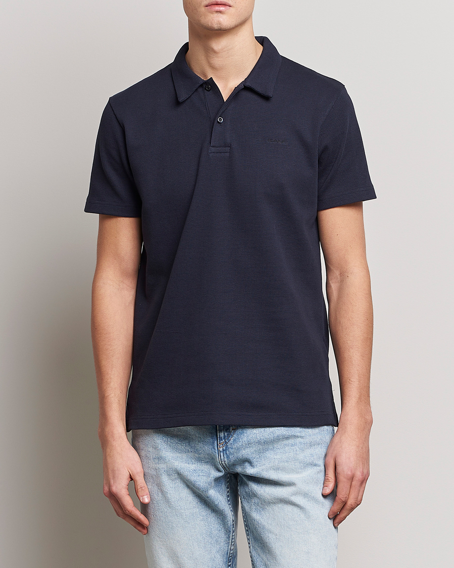 Hombres | Polos | GANT | Waffle Textured Polo Evening Blue